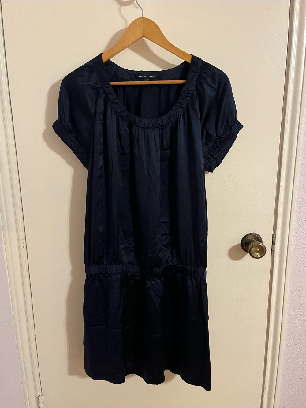 Banana Republic 100% Silk Navy Drop Waist Dress